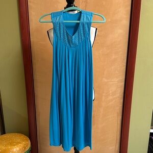 Blue Sleeveless Dress with Studded Neckline